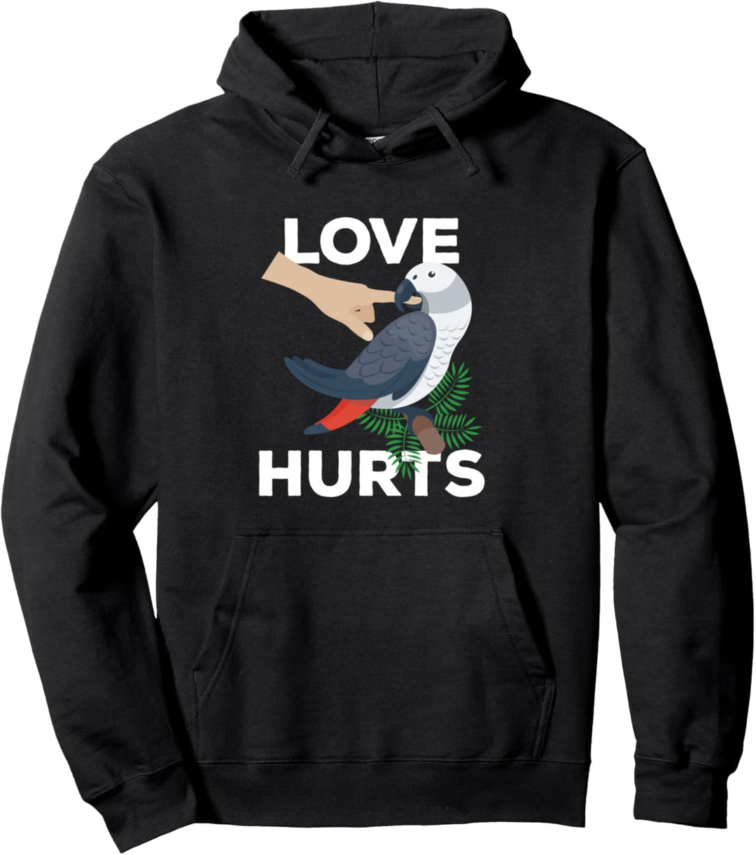 Liebe tut weh! Beissender Graupapagei. Fun Pullover Hoodie
