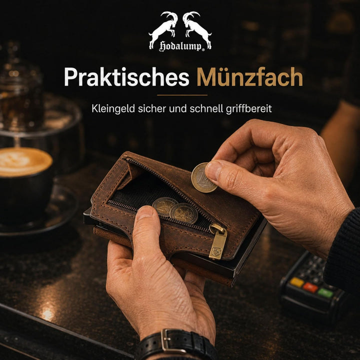 hodalump Kreditkartenetui mit RFID-Schutz aus Echt-Leder • Kompaktes Kreditkartenhalter für Damen un