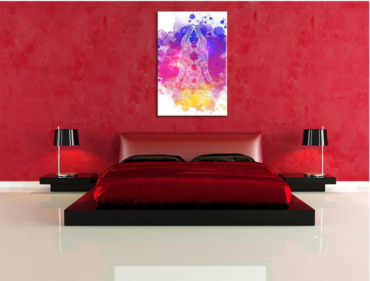 Lotoshaltung Yoga, Format: 100x70 auf Leinwand, XXL riesige Bilder fertig gerahmt mit Keilrahmen, Ku