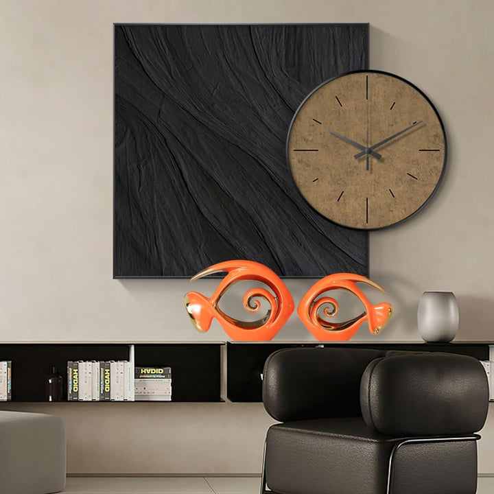 Orange Gold Keramik Fisch Figuren – Küste Wohnkultur, moderne Ozean Mittelstücke für Wohnzimmer, Ess