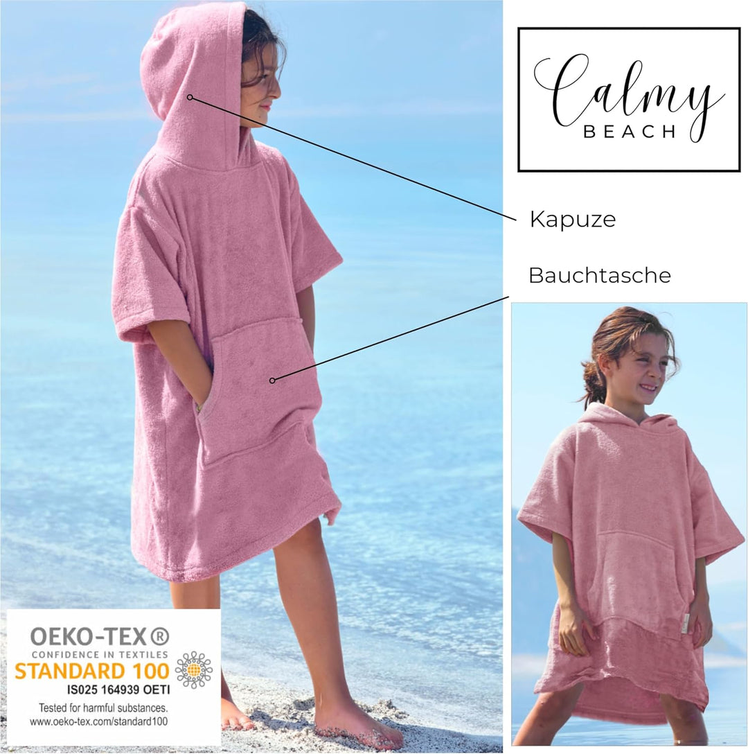 CalmyBEACH Frottee Badeponcho Mädchen Jungen - Kinder Surf Poncho 100% Baumwolle Strandponcho Handtu