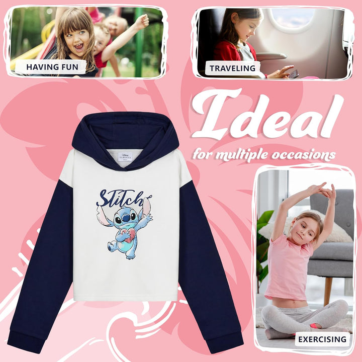 Disney Stitch Kapuzenpullover Mädchen Cropped Hoodie Kinder Teenager 7-14 Jahre - Hoodie Mädchen Ges