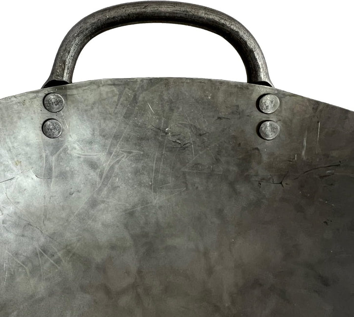 Wok ca. 31 cm Ø mit 2 Griffen/Henkeln und rundem Boden für Gas, Gastronomie, Wokpfanne