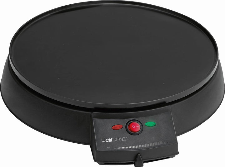 Clatronic CM 3372 Crepe-Maker, antihaft-beschichtete Platte: Ø 29 cm, Set inkl. Teigverteiler, Crepe