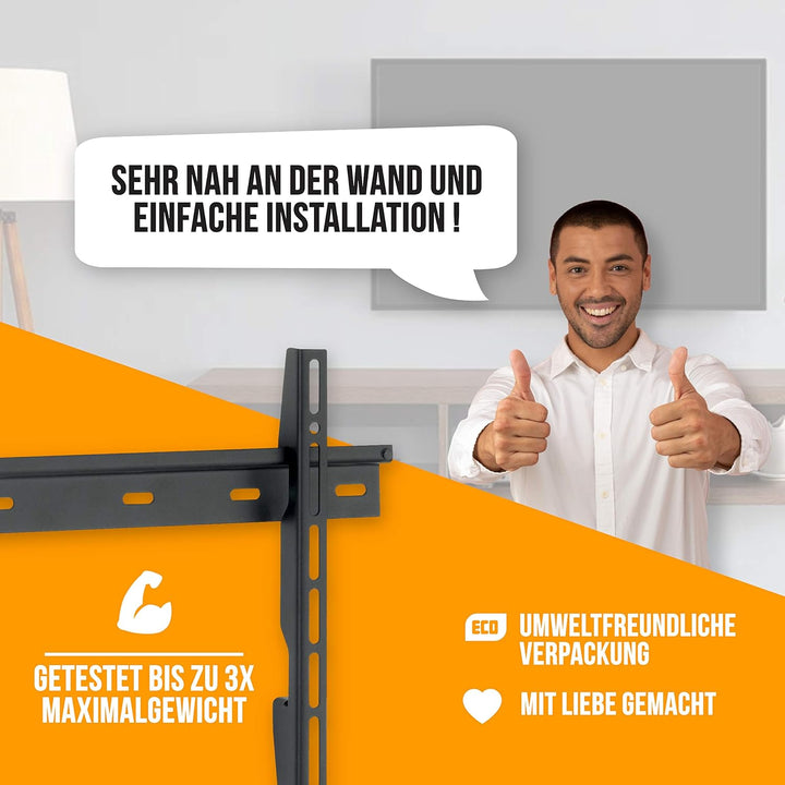 NANOOK Flache TV Wandhalterung für 32-55 Zoll (81-140 cm) Fernseher | Flache Aufhängung | Halterung