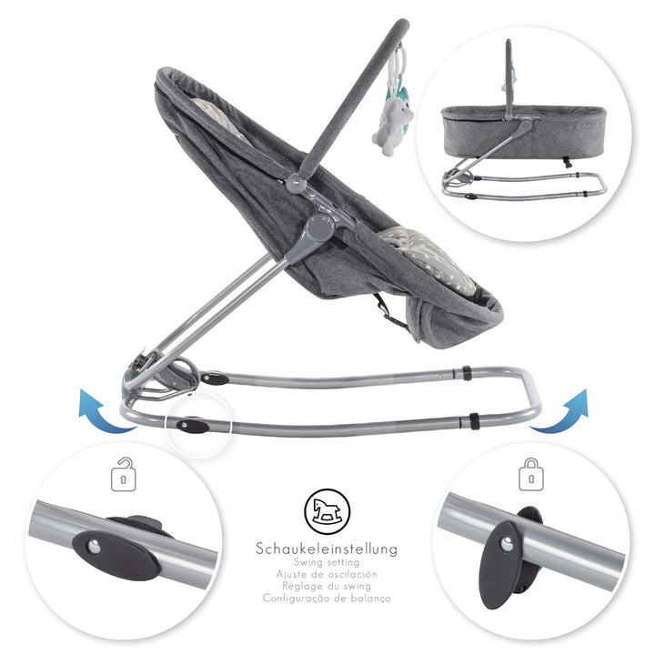Engel & Storch Babywippe VIGO Baby Schaukelstuhl Babywiege mit abnehmbarem Bezug und Spielebogen - i