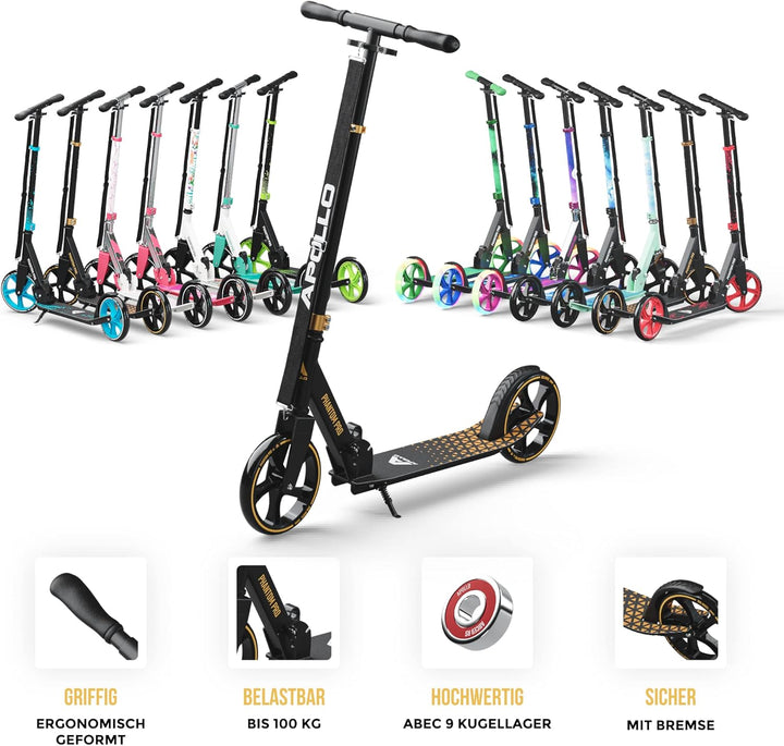 Apollo Phantom Pro City Scooter - XXL-Räder, faltbar, höhenverstellbar, Tretroller für Erwachsene, K