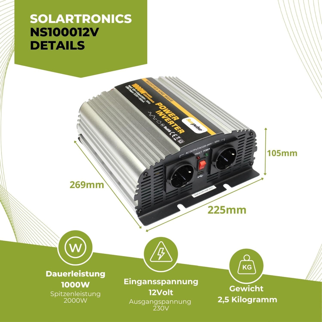 Spannungswandler NS 12V 1000 Watt Inverter Wechselrichter
