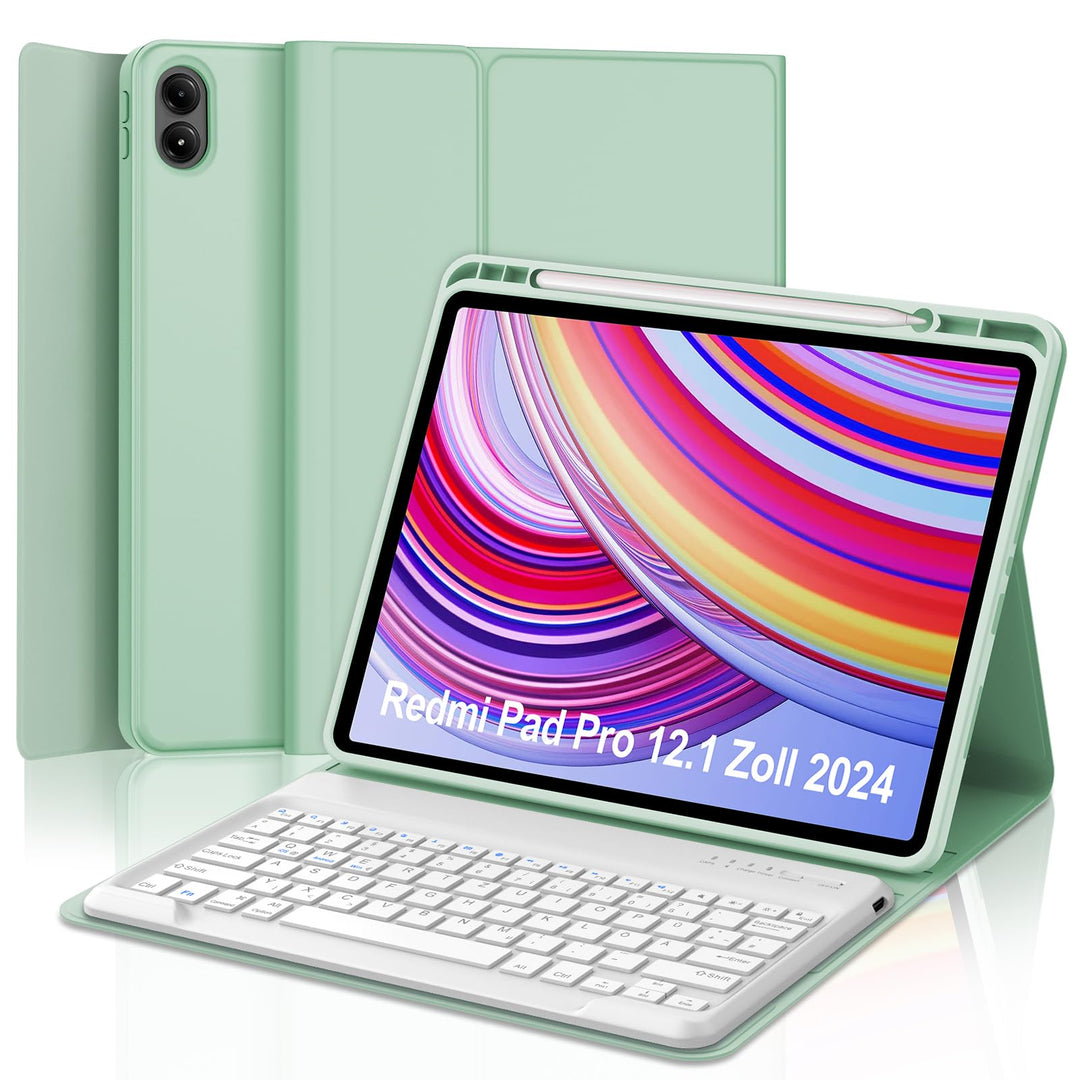 IVEOPPE Tastatur Hülle für Xiaomi Redmi Pad Pro 12,1 Zoll 2024, Bluetooth Magnetisch Abnehmbare Keyb