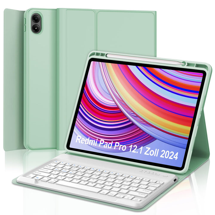 IVEOPPE Tastatur Hülle für Xiaomi Redmi Pad Pro 12,1 Zoll 2024, Bluetooth Magnetisch Abnehmbare Keyb