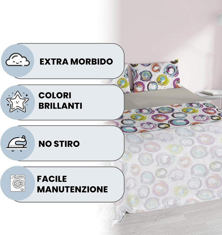 Italian Bed Linen MB Home Italy “Fantasy” Bettwäsche-Set, Cerchi Astratti, Doppelbett Cerchi Astratt
