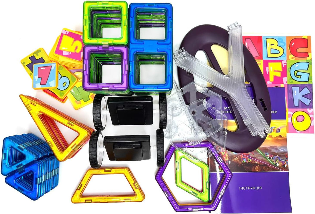 MAGNIKON Magnetische Bausteine Der Baumeister, Magnetbau-Set 118-teilig - Montessori Spielzeug ab 3