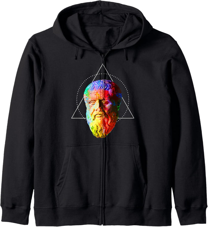 Platon - Buntes geometrisches Denker-Porträt Kapuzenjacke