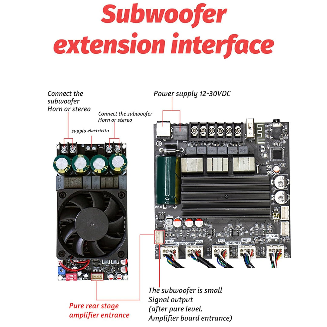 Sound-Leistungs Verstärker Modul 100W und 200W Subwoofer Output 2.1 Kanal BT Digital Sound-Leistungs