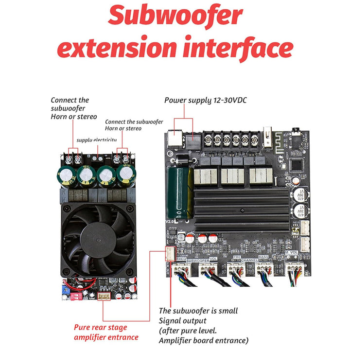 Sound-Leistungs Verstärker Modul 100W und 200W Subwoofer Output 2.1 Kanal BT Digital Sound-Leistungs