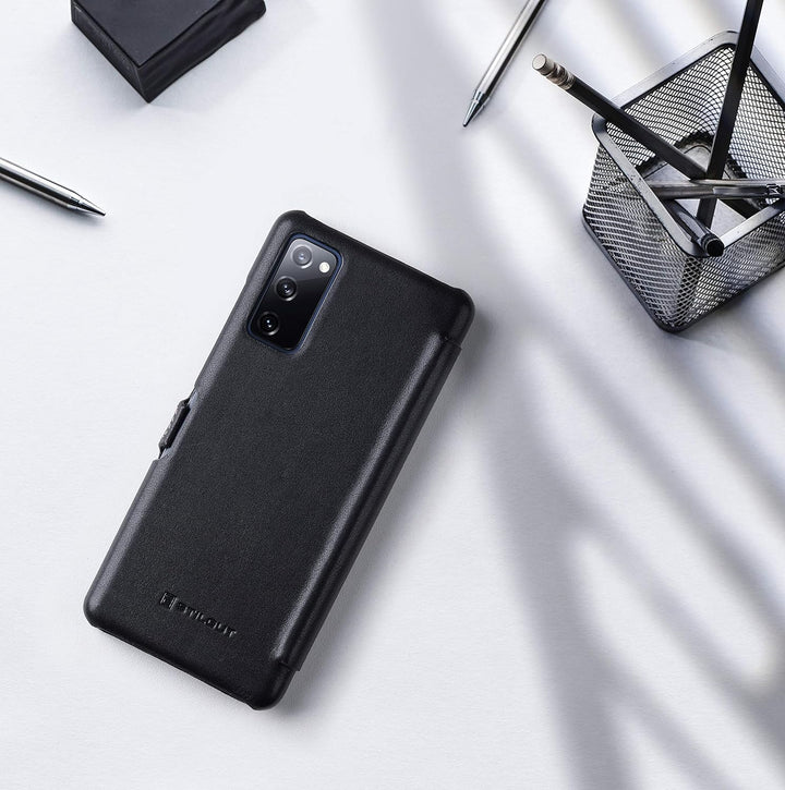 STILGUT Book Case kompatibel mit Samsung Galaxy S20 FE Hülle aus Leder zum Klappen, Klapphülle, Hand