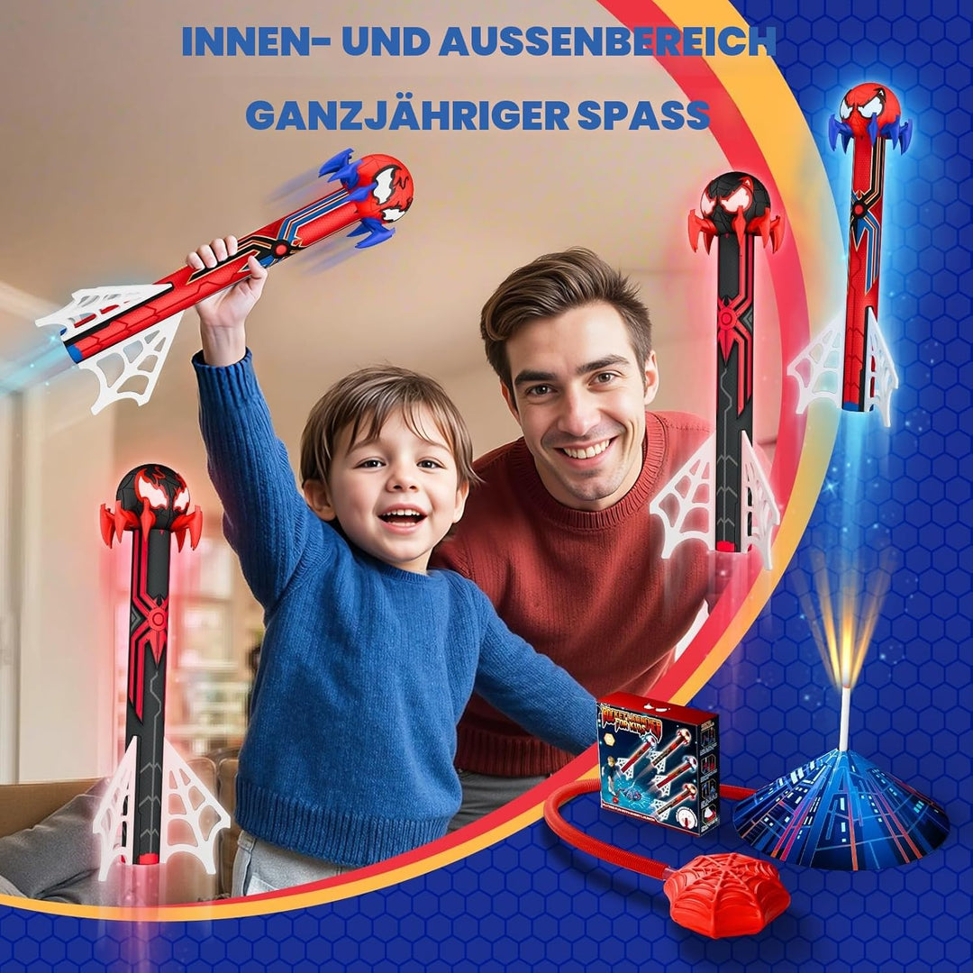 Spielzeug ab 3 4 5-12 Jahre Jungen,Raketen Spielzeug für Kinder 4 Spider Raketen mit Netz-Design Pum
