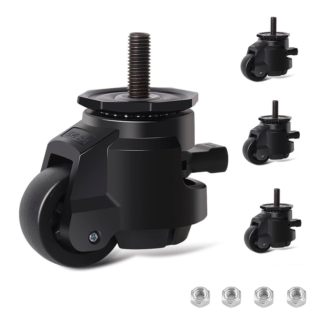 Schwerlastrollen M12X30mm mit Verstellbarem Ratschengriff, 4 Lenkrollen bis 1000kg, 50MM Einziehbare