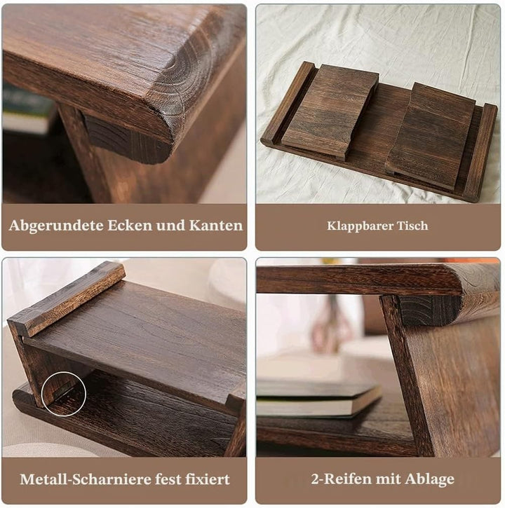 Beistelltisch, Couchtisch 2-stufig mit Ablageregal, Retro japanischer Teetisch, Tatami-Tisch für Woh