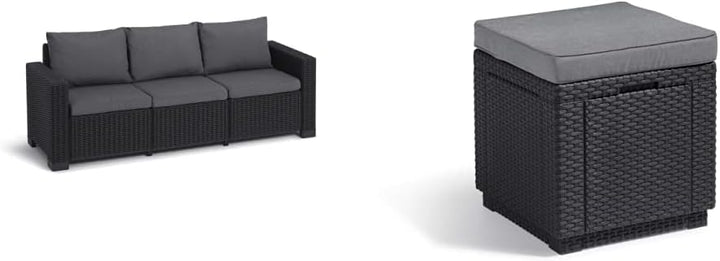 Keter Allibert by Gartenlounge Sofa California 3 Sitzer, Graphit/cool Grey,199 x 68 x 72 cm & Allibe