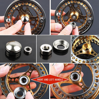 Sougayilang Angelrolle für Fliegenfischen, gross, 2 + 1 BB mit CNC-gefrästem Gehäuse und Spule aus A
