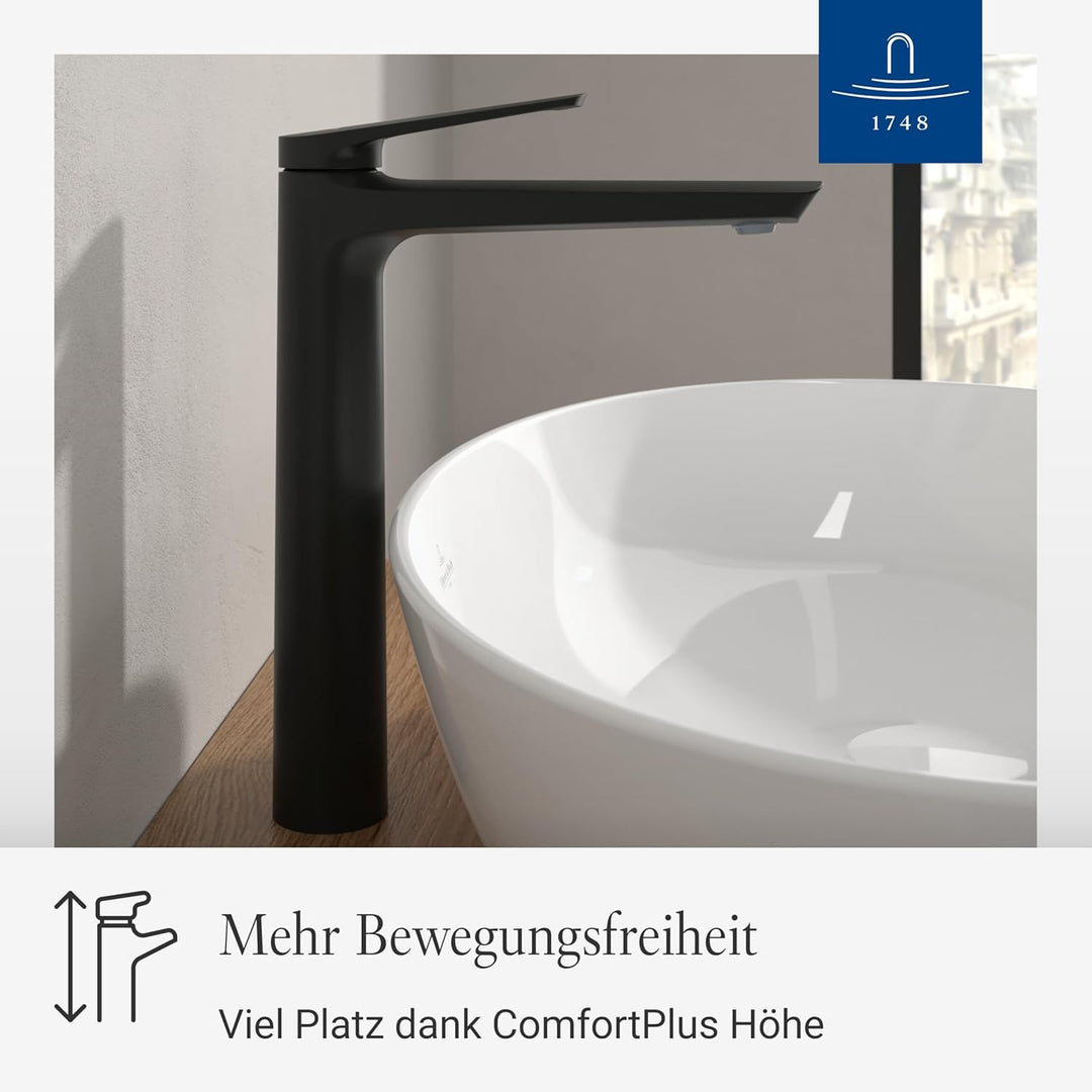 Villeroy & Boch Oasis Waschtischarmatur erhöht - Wasserhahn Bad ohne Ablaufgarnitur - Waschbeckenarm
