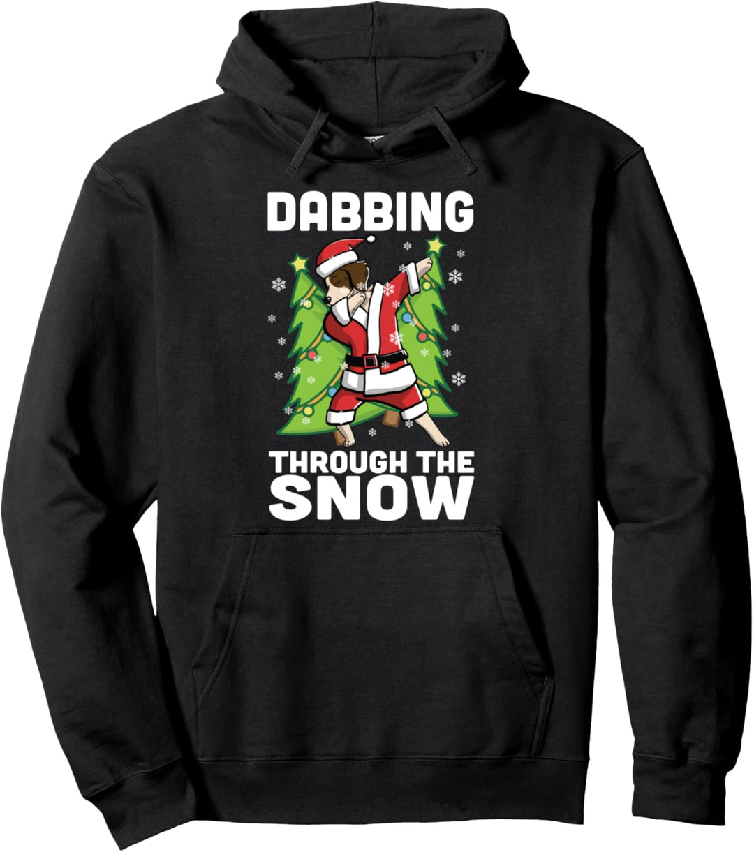 Dabbing Through The Snow Epagneul Breton Weihnachten Hund Pullover Hoodie