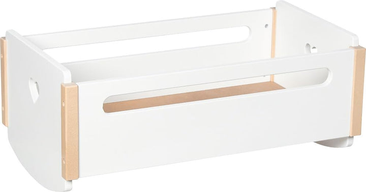 goki 51432 - Puppenwiege Herz, 52,2 x 30,3 x 22 cm, weiss &amp; Natur, Holz-Puppenbett mit Schaukelkufen