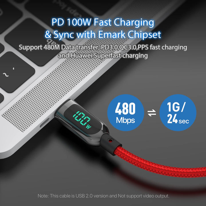 SooPii USB C auf USB C Kabel, [2PACK 1.2M] Nylongeflecht Type-C Kabel,100W PD Schnellladekabel mit L