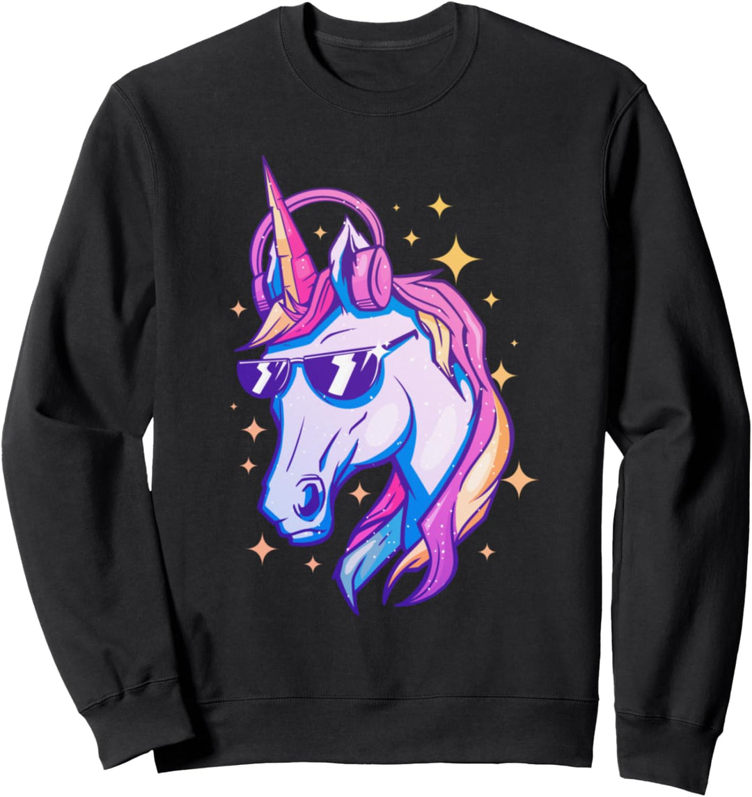Unicorn Rad Cool Kopfhörer Sonnenbrille Magical Mythical Sweatshirt