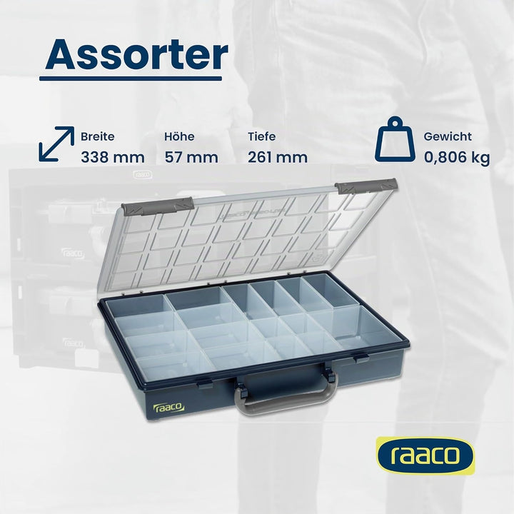 raaco Assorter 55 4x8-17: Sortierbox für Werkstatt, 17 Einsätze, Sortimentskasten &amp; Sortierboxen für