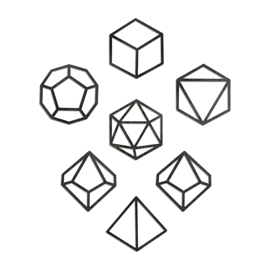 DND Zubehör - 7 Teile Wandobjekt aus Holz - Dungeons & Dragons Deutsch Artwork/Grafik Wandschmuck/D&