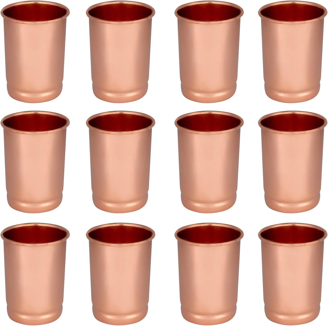 Zap Impex Wassergläser reines Kupfer Trinkbecher Ayurveda Banefits 12er Set, 300 ml