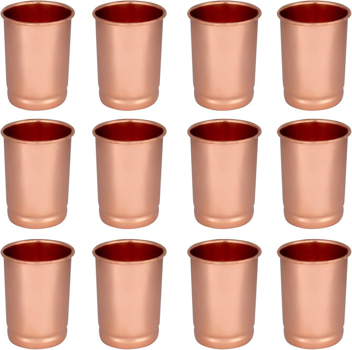 Zap Impex Wassergläser reines Kupfer Trinkbecher Ayurveda Banefits 12er Set, 300 ml