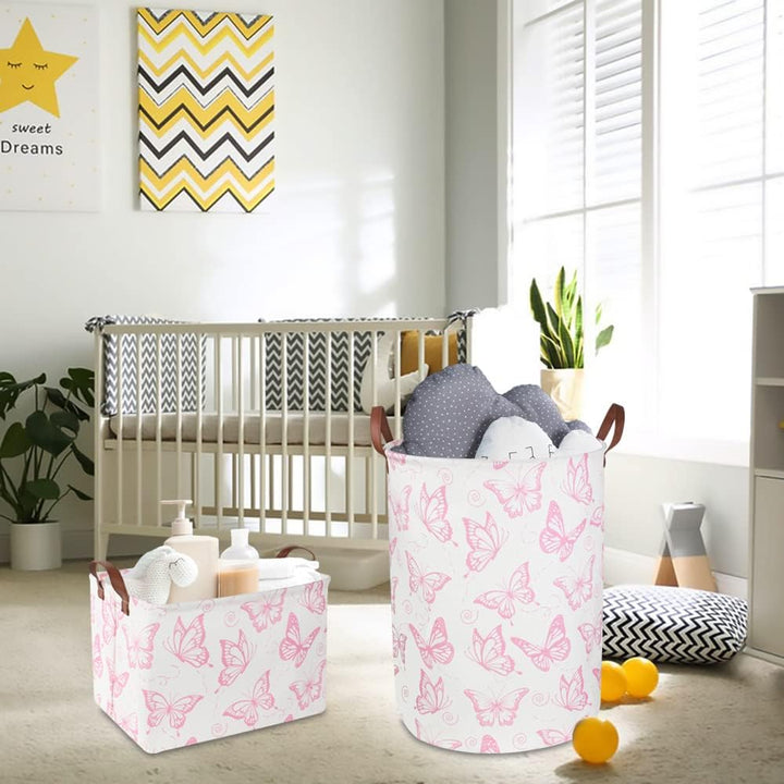 CLOCOR Rosa Wäschekorb, wasserdichter Kinderzimmer-Korb für Baby-Mädchen, faltbare Aufbewahrungskörb