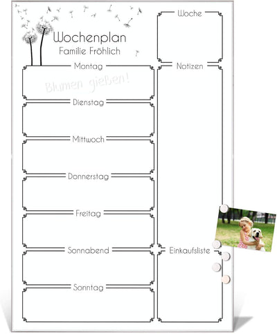 BANJADO Kalender beschreibbar aus Glas | Familienkalender 60cm x 40cm gross | Planer abwischbar mit