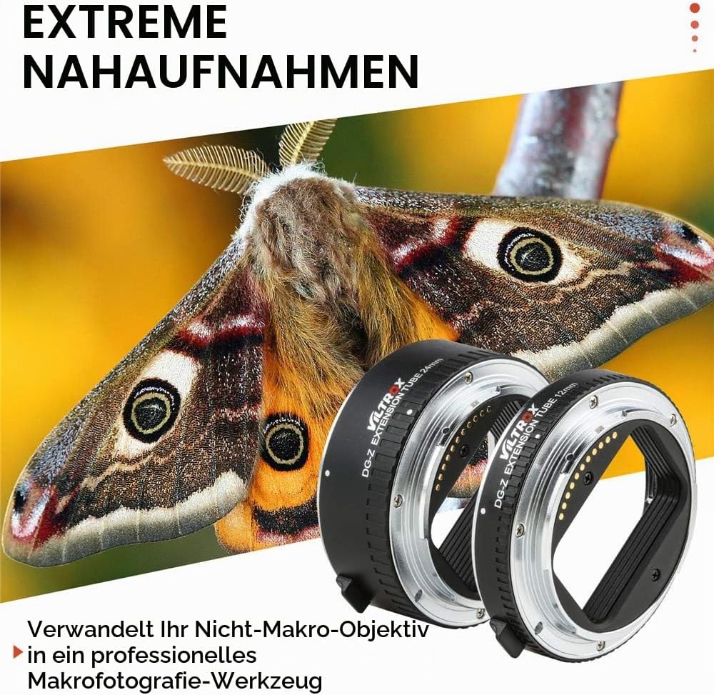Viltrox DG-Z Autofokus Zwischenringe Makro Verlängerungsring-Set 12mm+24mm für Nikon Z-Mount Z6 Z7 Z