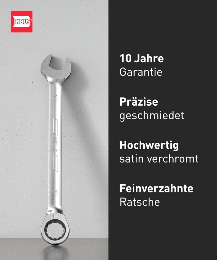 INBUS® 74377 Maul-Ringratschenschlüssel Set 9tlg, 7–19mm 9× (7 – 19 mm), 9× (7 – 19 mm)