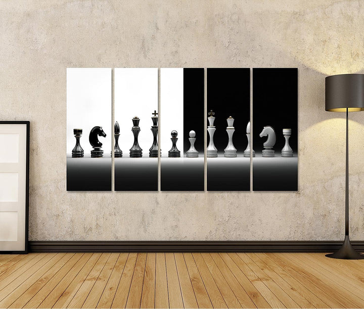 islandburner Bild auf Leinwand Komplettset Schach Bilder Wandbilder Poster, Leinwand 170x80cm - 5 Te