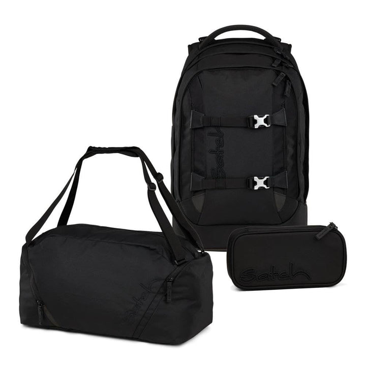 Satch Pack Nordic Black Skandi Edition Schulrucksack Set 3tlg. inkl. Schlamperbox und Sporttasche (N