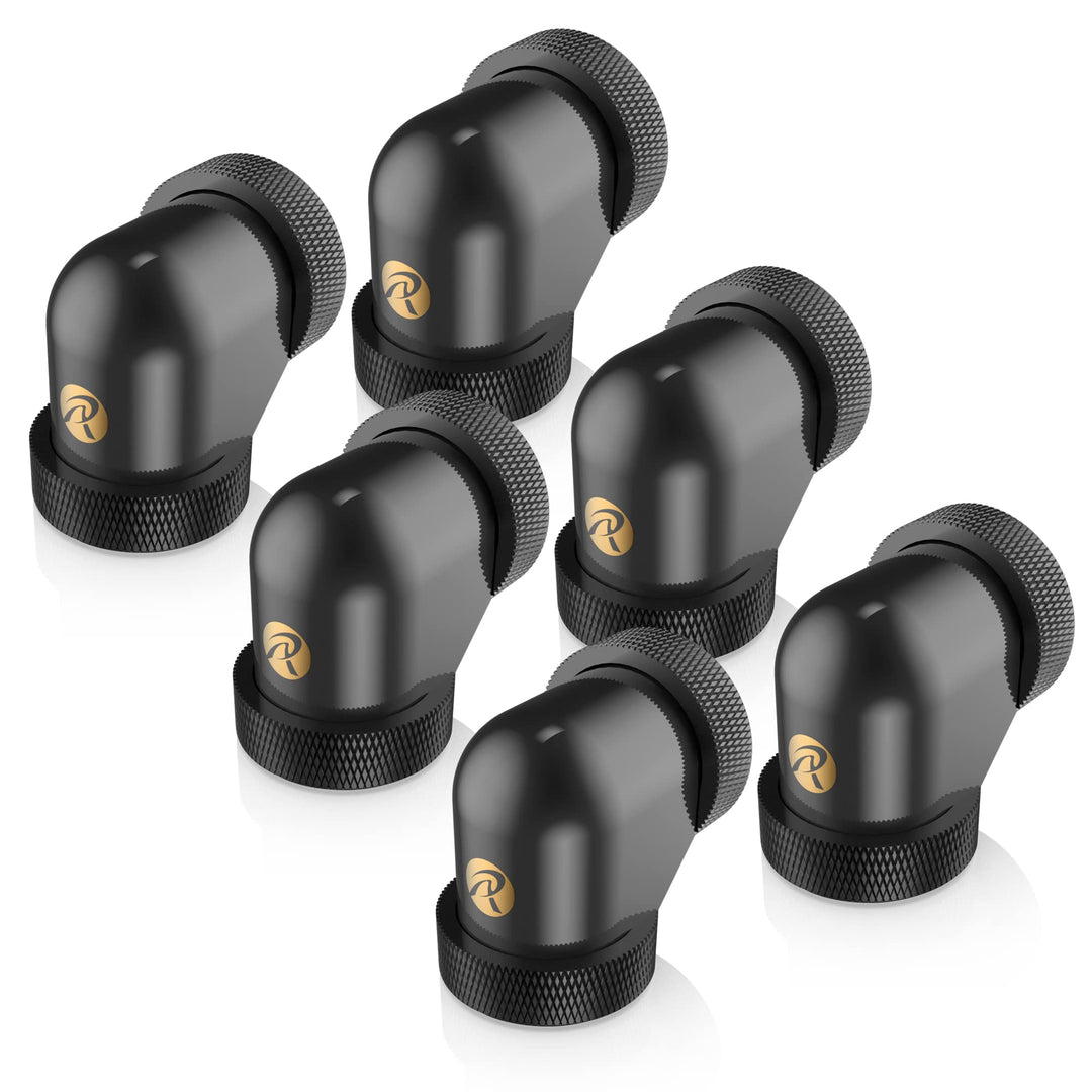 Raijintek Anschluss PELIAS D140906, 14mm, 90 Grad Adapter - 6er-Pack, schwarz
