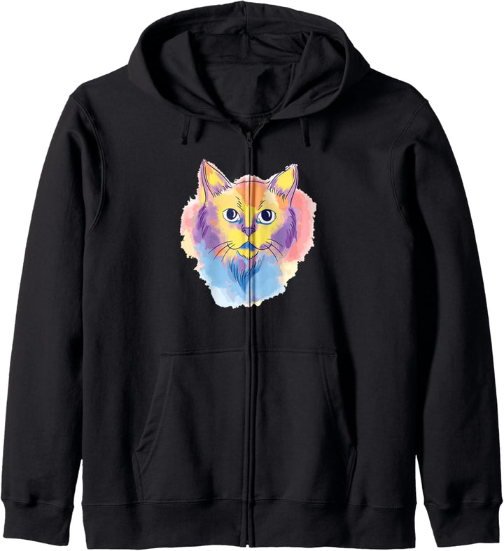 Cute Aquarell Katze Geschenk, Katzen machen mich glücklich Kapuzenjacke