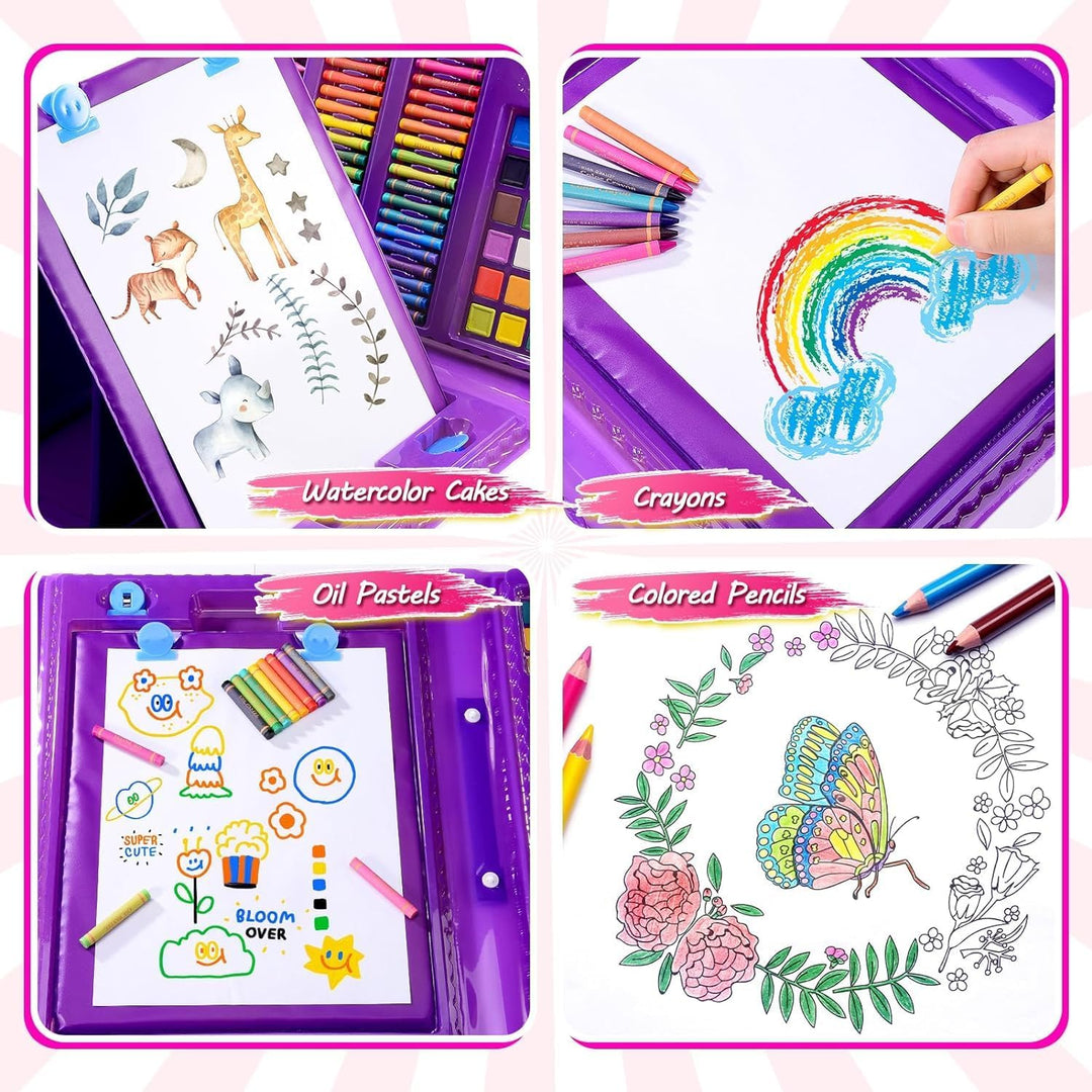 PENCCOR Premium Malset Deluxe – 208-teilig – Malkoffer für Kinder Anfänger Tolles-Buntstifte Set, Wa