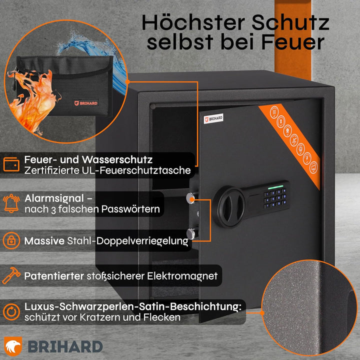 Brihard Betriebs Safe Elektronischer - 40x38x38cm Sicherheitsbox mit LED-Bildschirm, Digitalem Zahle