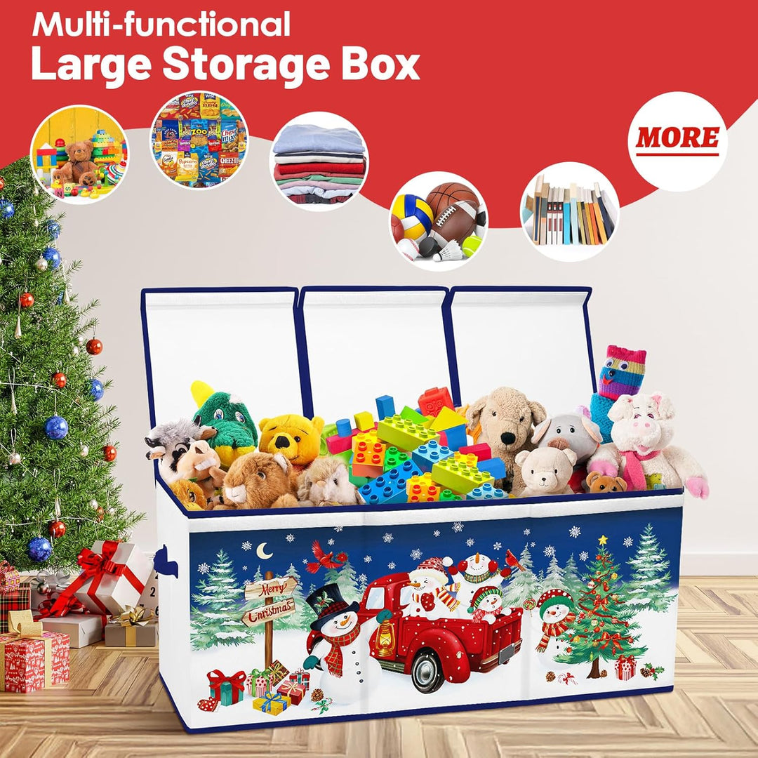 Weihnachts-Aufbewahrungsbox,Extra Gross Spielzeugkiste mit Deckel&Griff,Faltbare spielzeug aufbewahr
