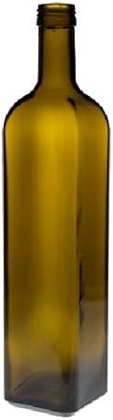 mikken 2x grün-braune Glasflasche 1000ml, Ölflasche inkl. 2 Beschriftungsetiketten Braun 1000 ml, Br