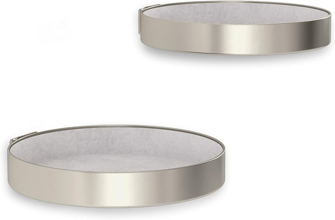 UMBRA Perch Runde Wandregale, Moderne Wanddeko für Flur, Wohnzimmer und Schlafzimmer, Metall, nickel