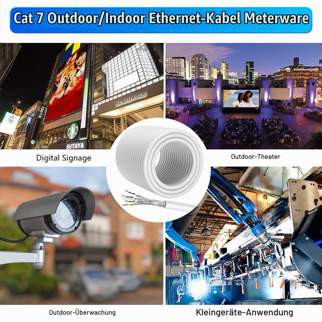 Soibke LAN Kabel 60 Meter, Netzwerkkabel 60m Cat 7, Wlan Kabel Weiss Geschirmt S/FTP Ethernet Weiss