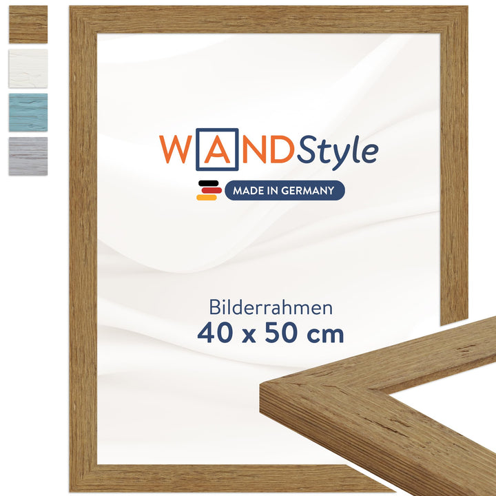 WANDStyle Bilderrahmen Strandhaus Stil 40x50cm I Farbe: Eiche-Optik I Fotorahmen I rustikaler Bilder