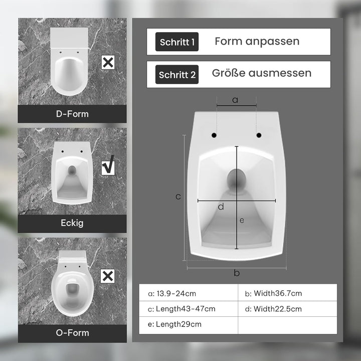 eSituro Toilettendeckel Klodeckel Wc Sitz mit Absenkautomatik Fast Fix/Schnellbefestigung Duroplast